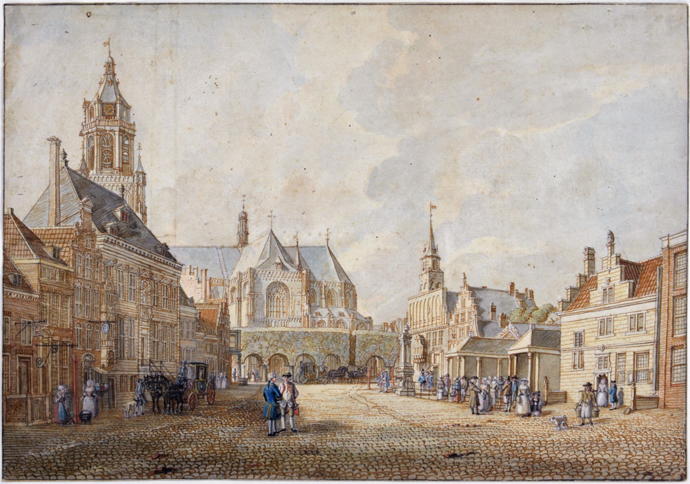 Grote Markt in Arnhem, Jan de Beijer, 1742. Privébezit. (Bron: Wikimedia Commons)