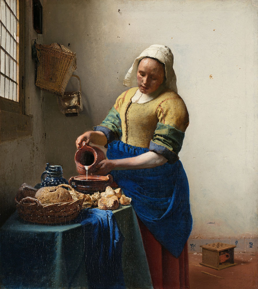 Dienstmeisje (Het melkmeisje), Johannes Vermeer, 1660. Rijksmuseum in Amsterdam. (Bron: Wikimedia Commons)
